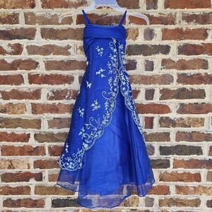 Chic Blue Asymmetrical Embellished Sundress for Prom